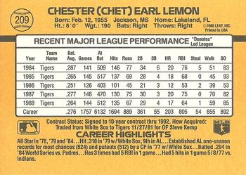 Chet Lemon  baseball card collectible - Main Image 2