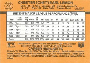 Chet Lemon  baseball card collectible - Main Image 2