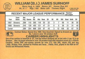 B.J. Surhoff  baseball card collectible - Main Image 2