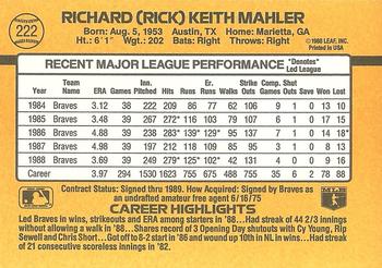 Rick Mahler  baseball card collectible - Main Image 2