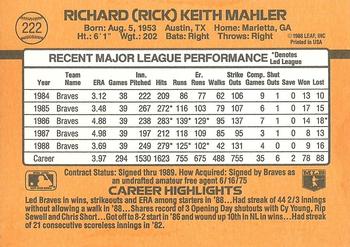 Rick Mahler  baseball card collectible - Main Image 2