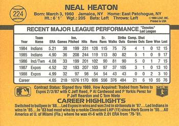 Neal Heaton  baseball card collectible - Main Image 2