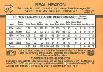 Neal Heaton  baseball card collectible - Main Image 2