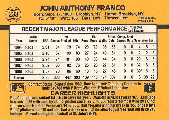 John Franco  baseball card collectible - Main Image 2