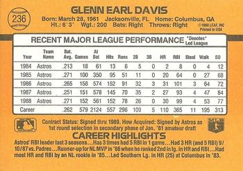 Glenn Davis  baseball card collectible - Main Image 2