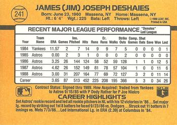 Jim Deshaies  baseball card collectible - Main Image 2