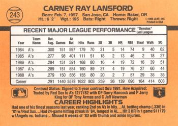 Carney Lansford  baseball card collectible - Main Image 2
