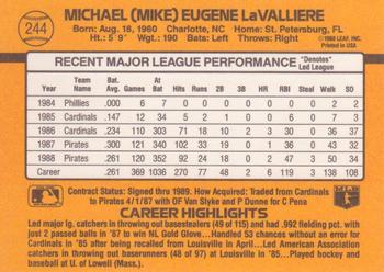 Mike LaValliere  baseball card collectible - Main Image 2