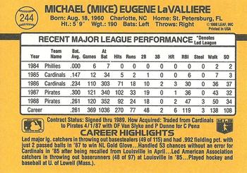 Mike LaValliere  baseball card collectible - Main Image 2