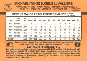 Mike LaValliere  baseball card collectible - Main Image 2