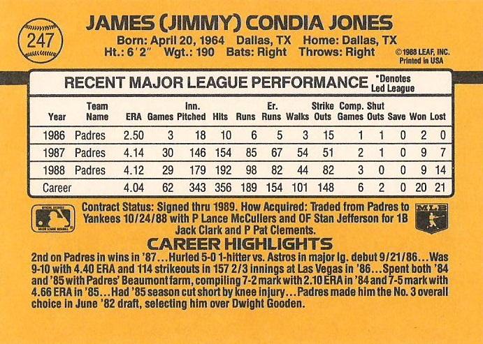 Jimmy Jones  baseball card collectible - Main Image 2