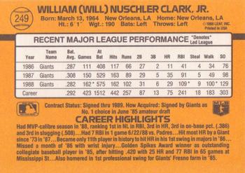 Will Clark  baseball card collectible - Main Image 2