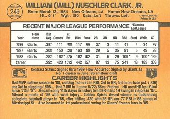 Will Clark  baseball card collectible - Main Image 2