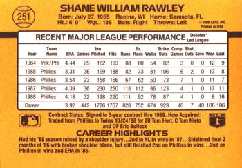 Shane Rawley  baseball card collectible - Main Image 2