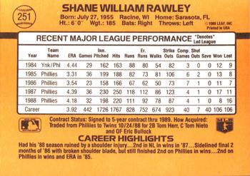Shane Rawley  baseball card collectible - Main Image 2