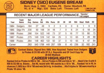 Sid Bream  baseball card collectible - Main Image 2