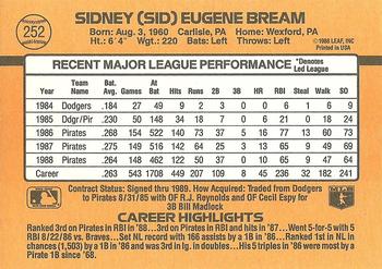 Sid Bream  baseball card collectible - Main Image 2
