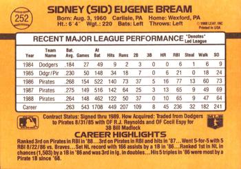 Sid Bream  baseball card collectible - Main Image 2