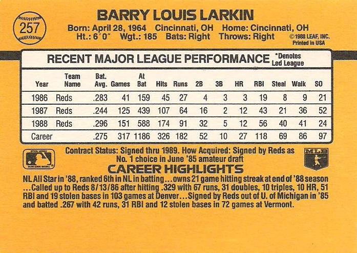 Barry Larkin  baseball card collectible - Main Image 2