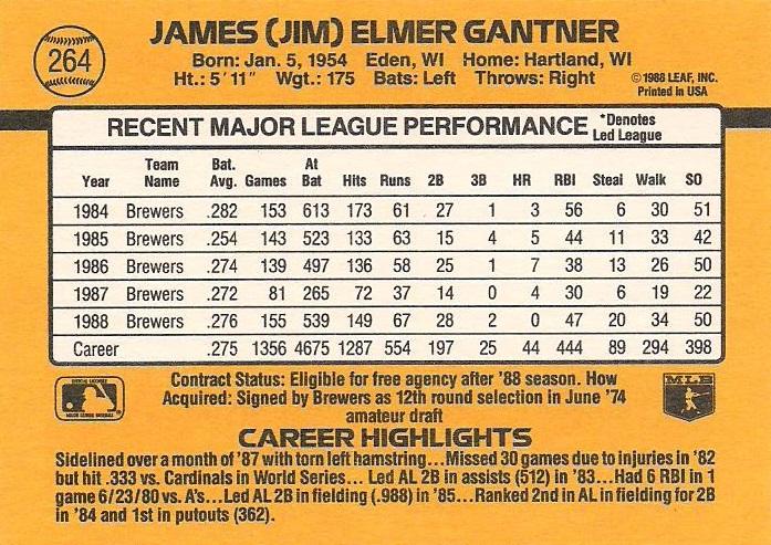 Jim Gantner  baseball card collectible - Main Image 2