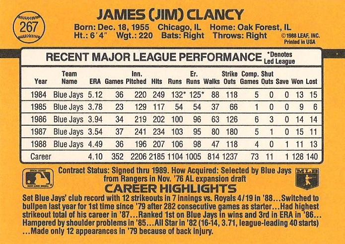 Jim Clancy  baseball card collectible - Main Image 2