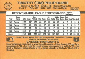 Tim Burke  baseball card collectible - Main Image 2