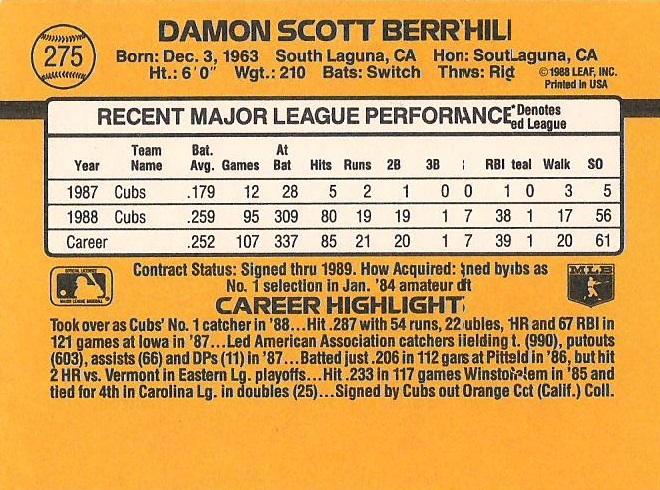 Damon Berryhill  baseball card collectible - Main Image 2