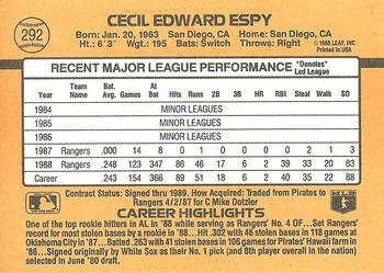 Cecil Espy  baseball card collectible - Main Image 2
