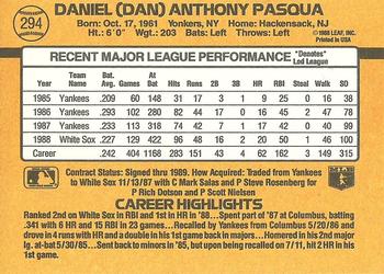 Dan Pasqua  baseball card collectible - Main Image 2