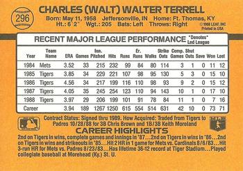 Walt Terrell  baseball card collectible - Main Image 2