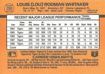 Lou Whitaker  baseball card collectible - Main Image 2