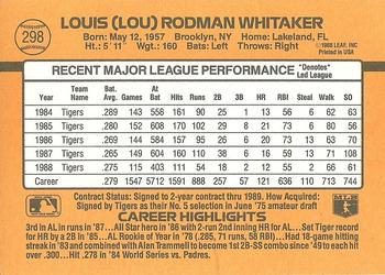 Lou Whitaker  baseball card collectible - Main Image 2