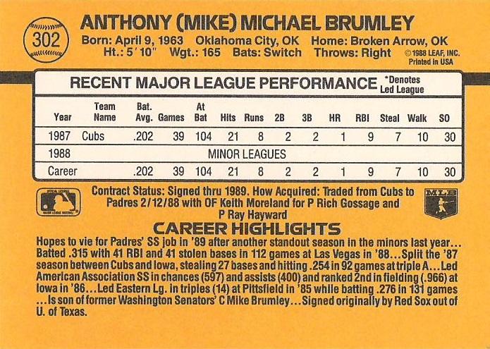 Mike Brumley  baseball card collectible - Main Image 2
