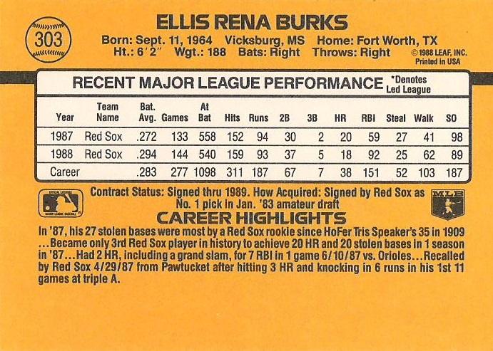 Ellis Burks  baseball card collectible - Main Image 2