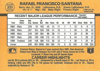 Rafael Santana  baseball card collectible - Main Image 2