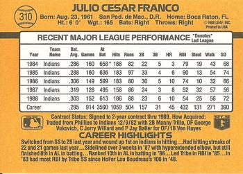 Julio Franco  baseball card collectible - Main Image 2