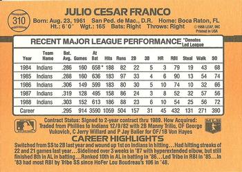 Julio Franco  baseball card collectible - Main Image 2