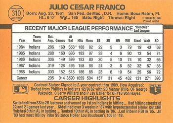 Julio Franco  baseball card collectible - Main Image 2
