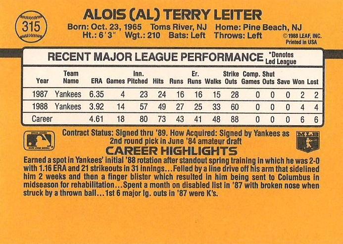 Al Leiter  baseball card collectible - Main Image 2