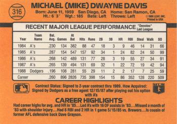 Mike Davis  baseball card collectible - Main Image 2