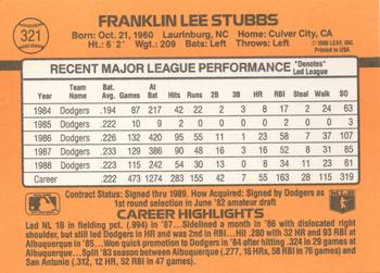Franklin Stubbs  baseball card collectible - Main Image 2