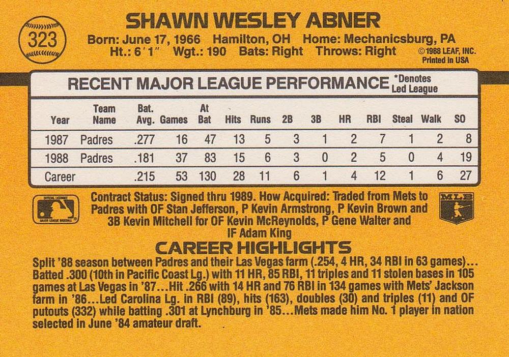 Shawn Abner  baseball card collectible - Main Image 2