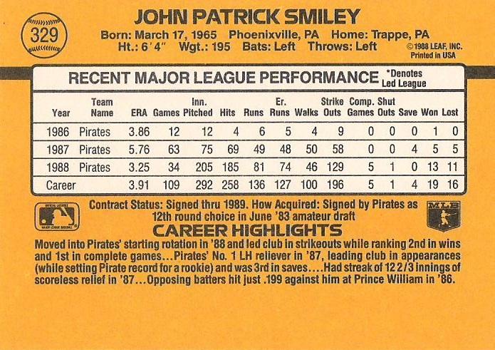 John Smiley  baseball card collectible - Main Image 2