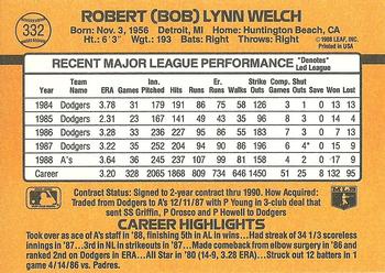Bob Welch  baseball card collectible - Main Image 2