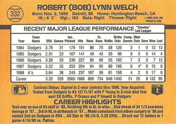 Bob Welch  baseball card collectible - Main Image 2