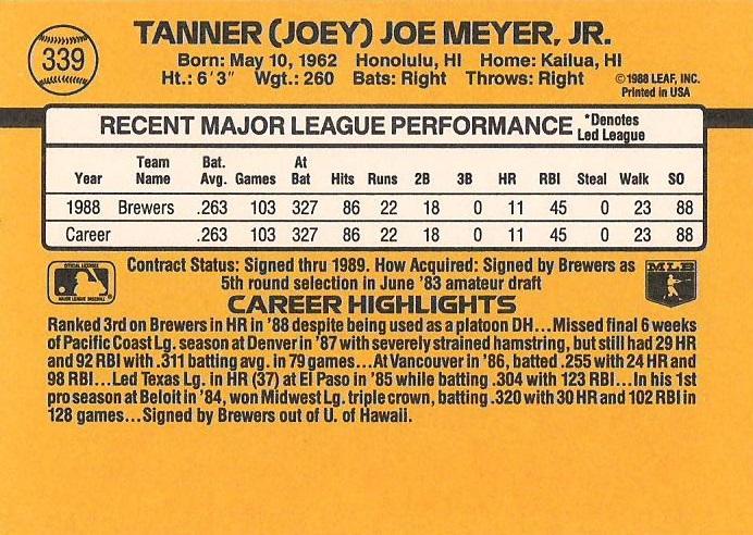 Joey Meyer  baseball card collectible - Main Image 2