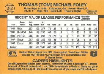 Tom Foley  baseball card collectible - Main Image 2