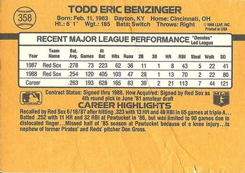 Todd Benzinger  baseball card collectible - Main Image 2