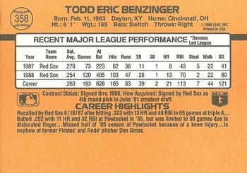 Todd Benzinger  baseball card collectible - Main Image 2