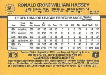 Ron Hassey  baseball card collectible - Main Image 2